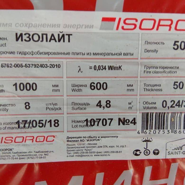 Характеристики теплоизоляционных плит изорок - теплопроводность, плотность (таблицы)