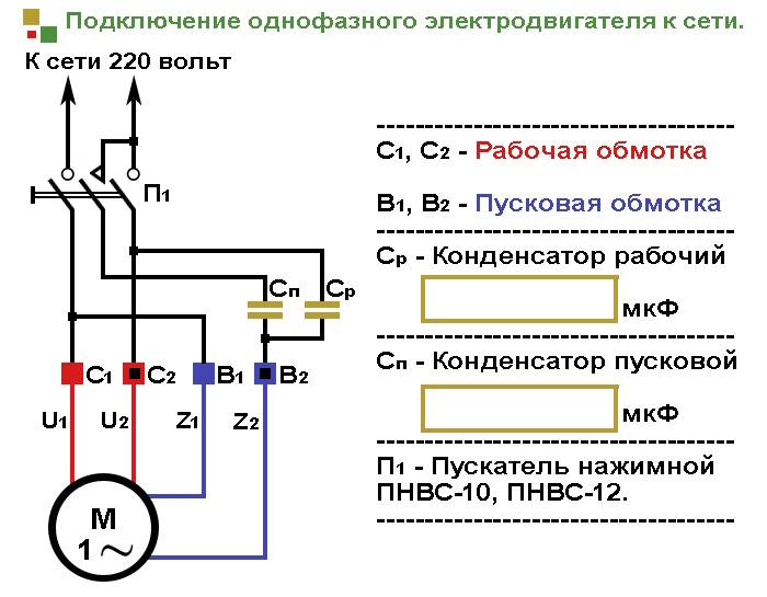 Электродвигатель 220 схема