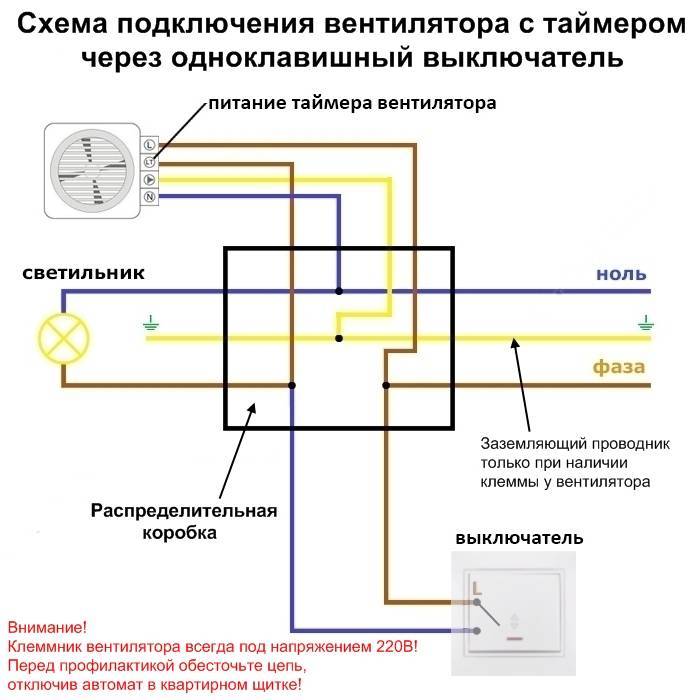 Как подключить вентилятор в ванной комнате к выключателю
