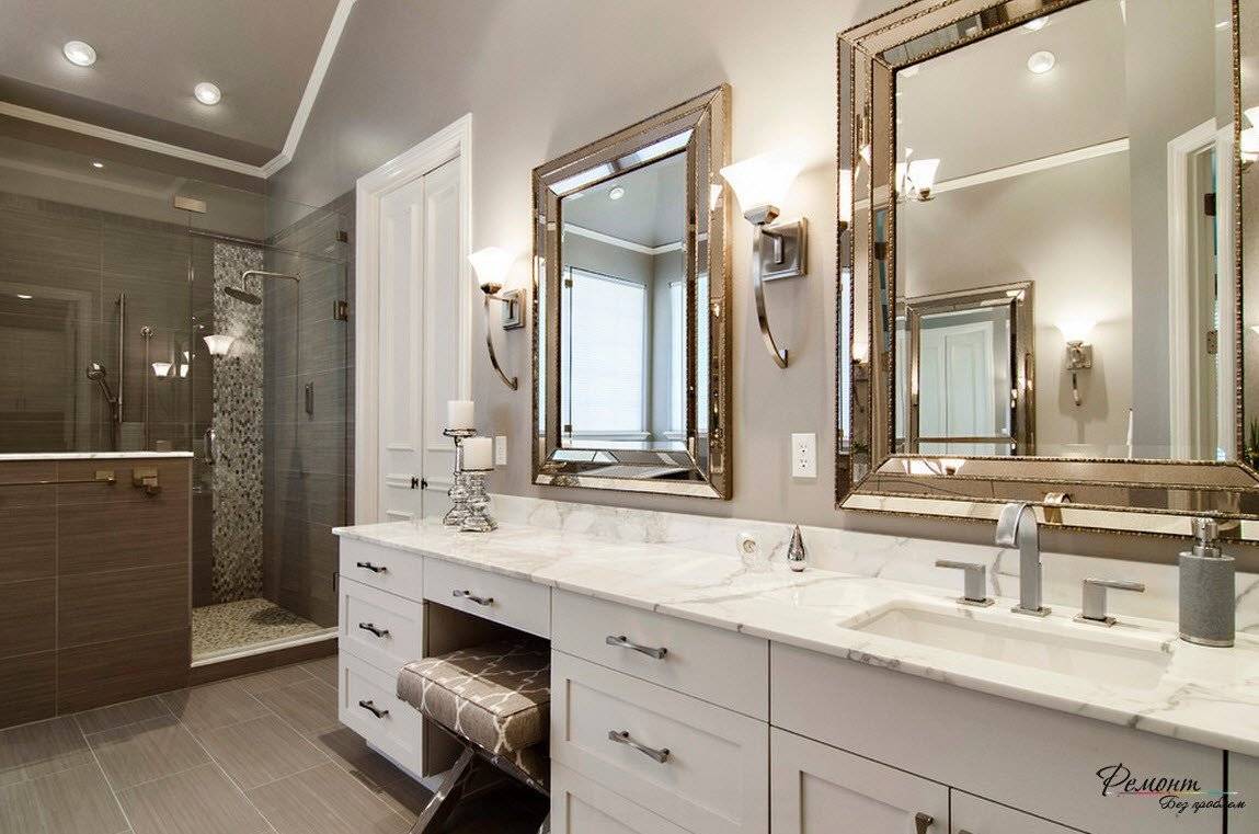 Зеркало в ванную комнату (110 фото): виды, выбор формы и идеи размещения