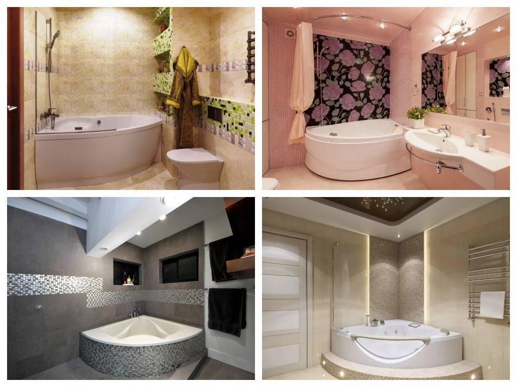 Дизайн ванной комнаты с угловой ванной: оформление интерьера (фото и видео)