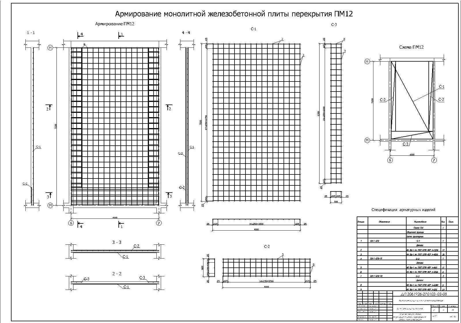 Армирование плиты перекрытия: чертежи, схемы