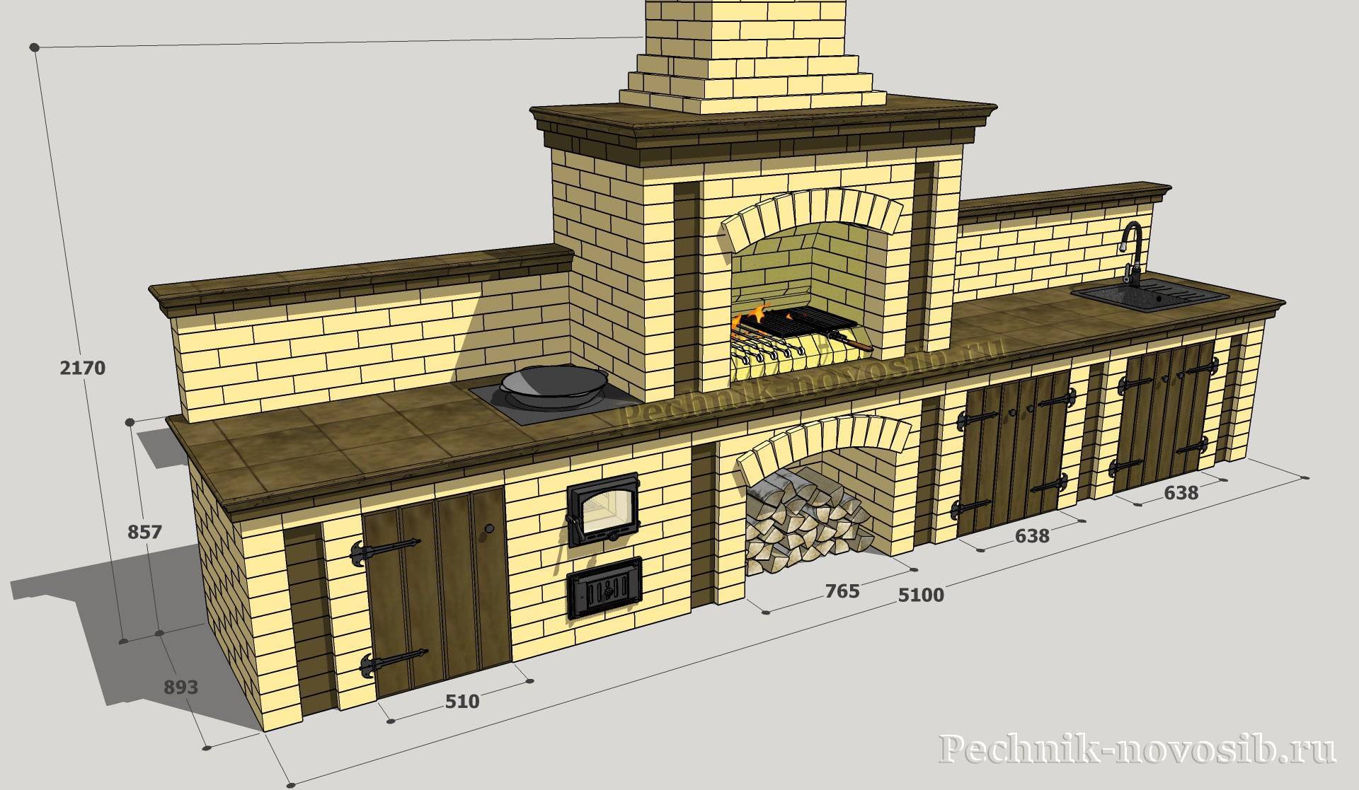 Комплекс барбекю из кирпича чертежи