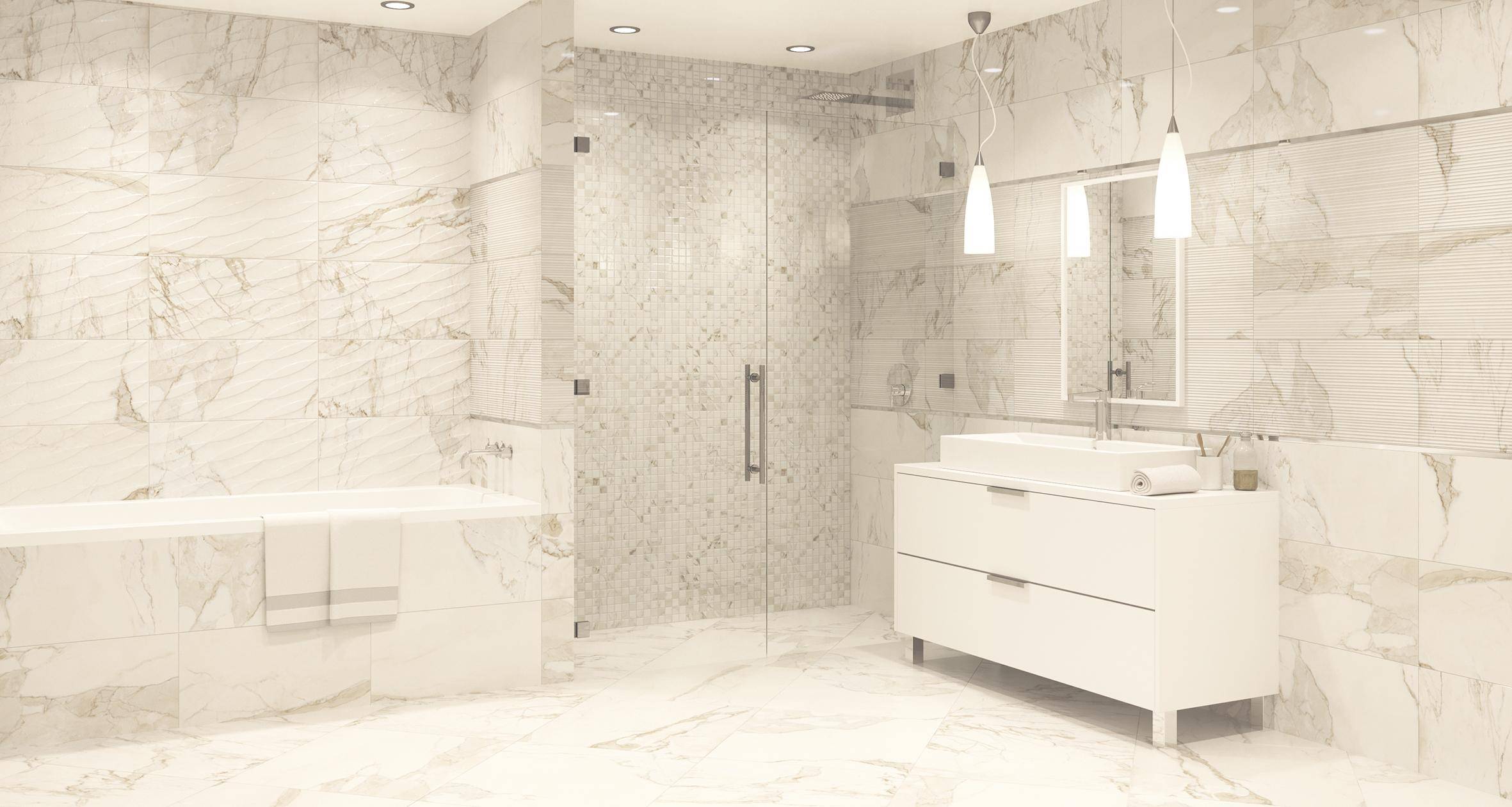 Ванная комната под мрамор, дизайн-фото инерьеров отделки