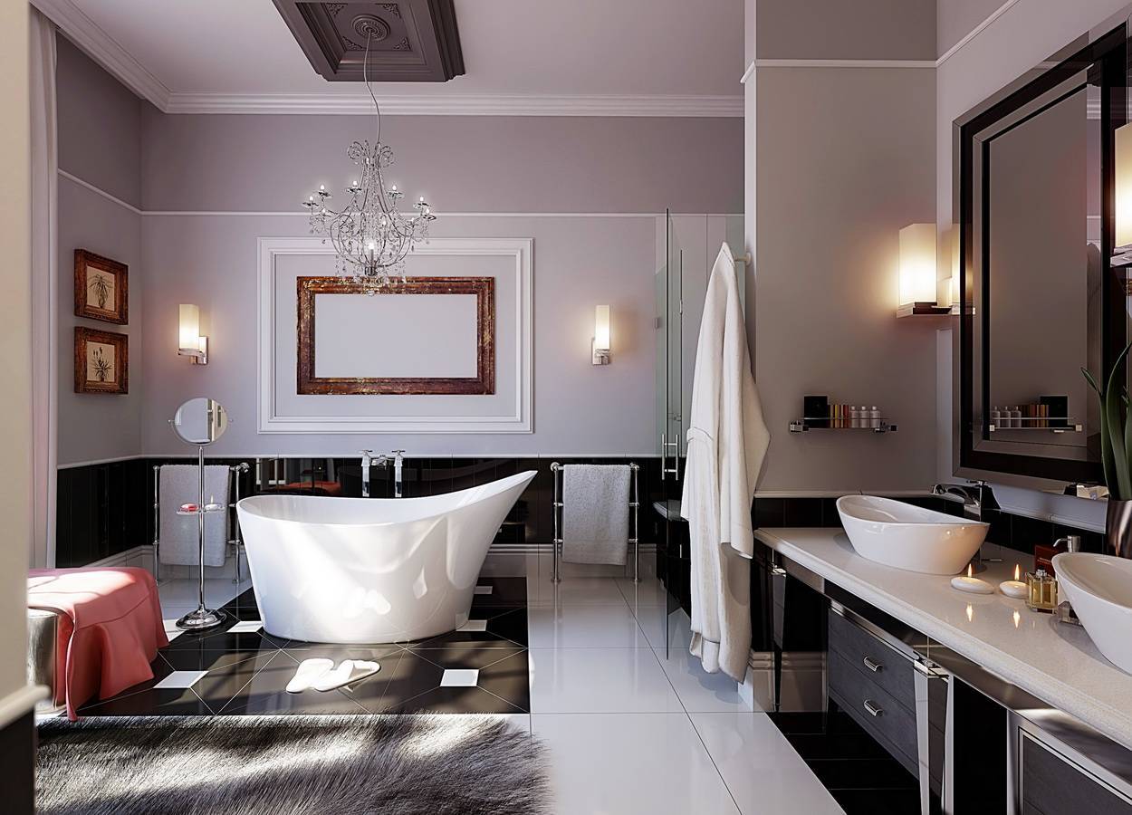 Стиль модерн в интерьере ванной комнаты: отделка, сантехника, мебель