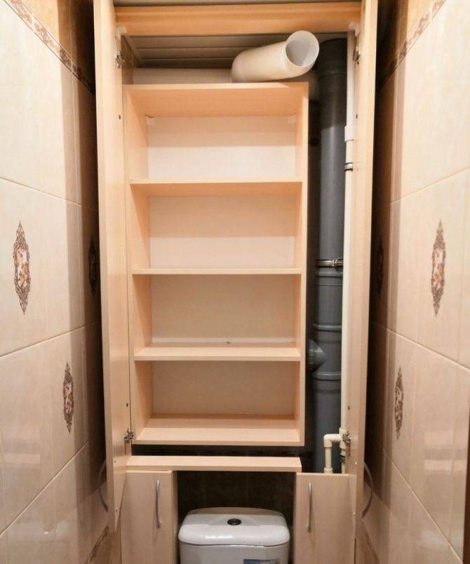 Полки и шкаф в туалете за унитазом +75 фото идей и примеров