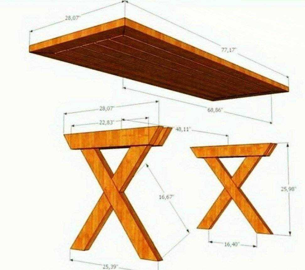 Стол уличный деревянный своими руками чертеж с размерами