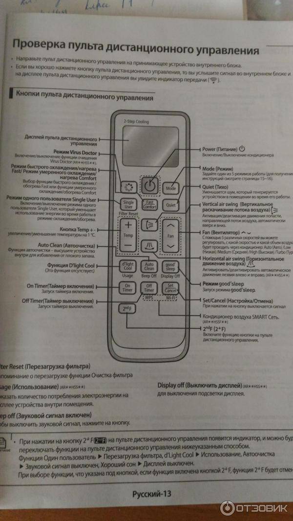 Инструкция по эксплуатации кондиционеров samsung, отзывы покупателей