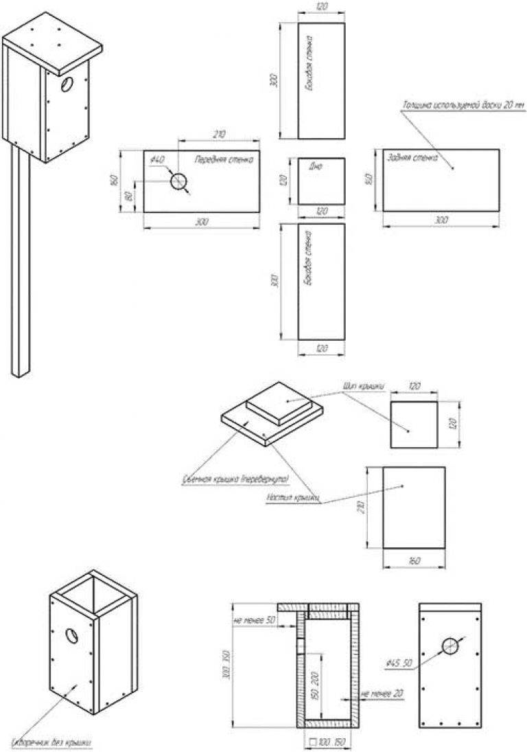 Скворечник своими руками из дерева размеры сделать чертежи и размеры и фото