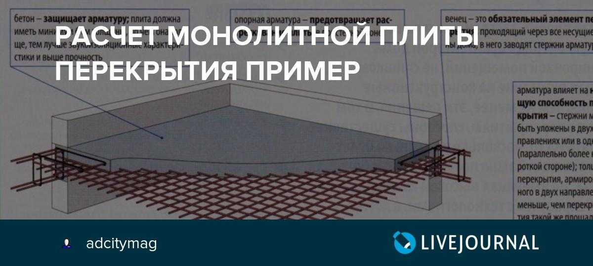 Расчет монолитной плиты перекрытия: пример формул подсчета веса и толщины