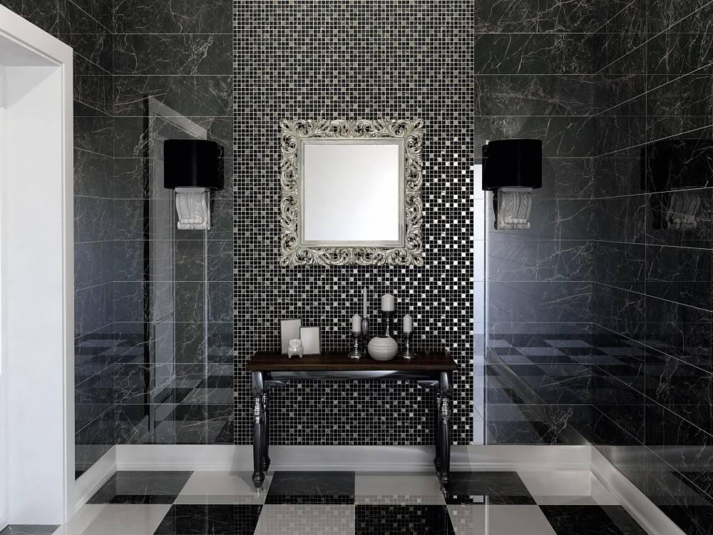 Плитка под мозаику для ванной комнаты - виды, белая, черная
