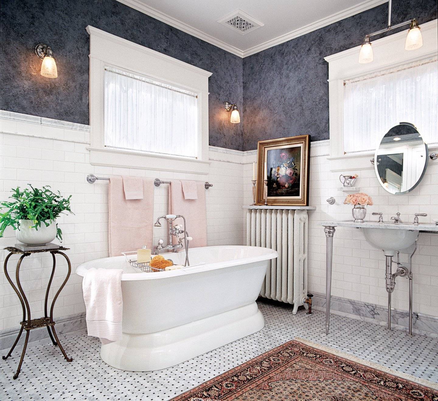 Ванная комната в стиле ретро: сантехника, мебель, раковина