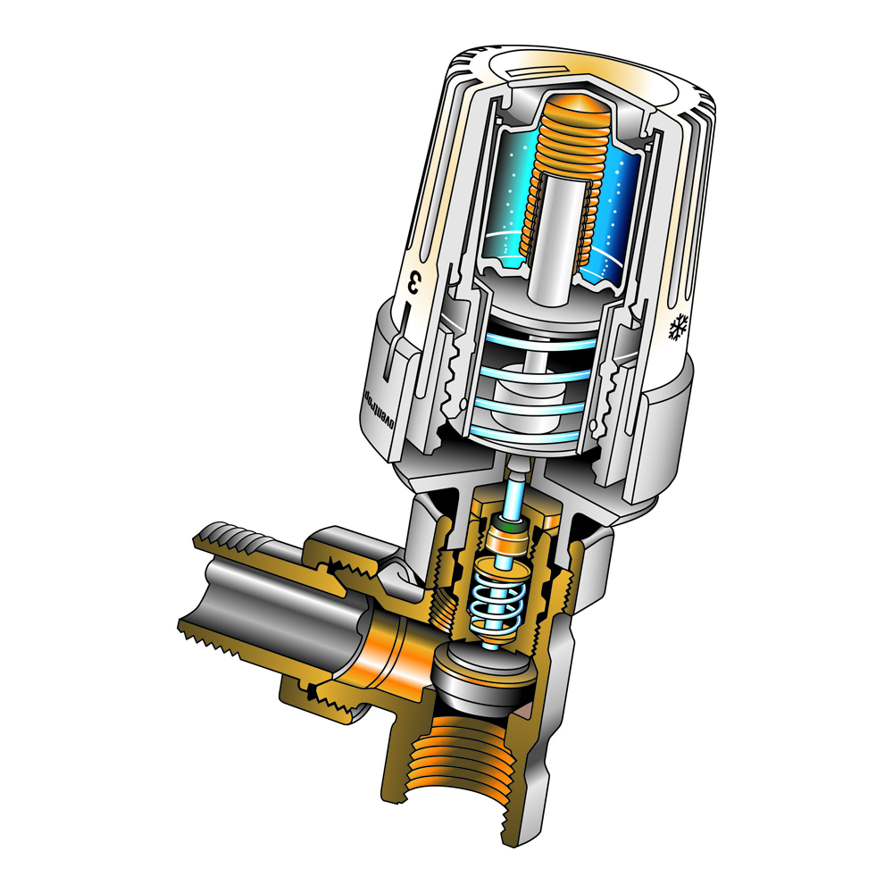 Термостат на обогрев. Клапан термоголовки Данфосс. Клапан терморегулятора Данфосс для радиатора отопления устройство. Регулятор тепла для батарей отопления Danfoss. Регулятор отопления Danfoss с термоголовкой.