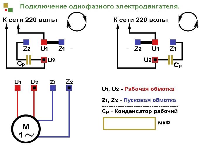 Схема конденсаторного двигателя 220