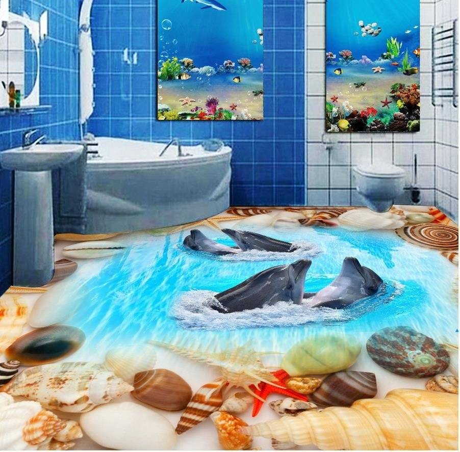 Как самостоятельно сделать 3d пол в ванной комнате