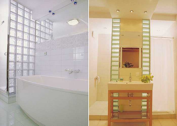 Как использовать стеклоблоки в ванной комнате (75 фото)