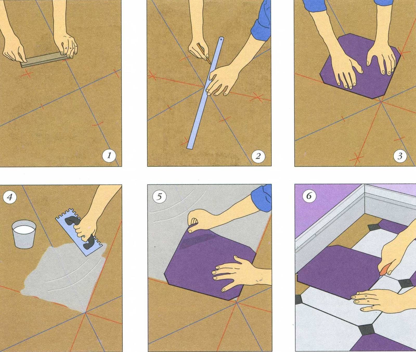 Укладка плитки на пол по диагонали своими руками: пошаговая инструкция