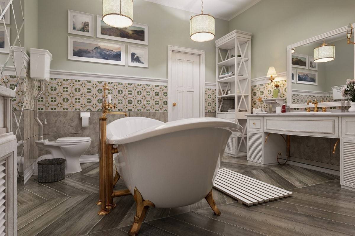 Ванная комната в стиле прованс, фото интерьера и дизайна