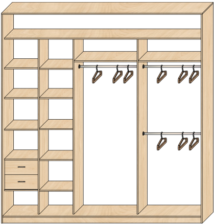 Внутреннее наполнение шкафа купе 3 метра фото схема