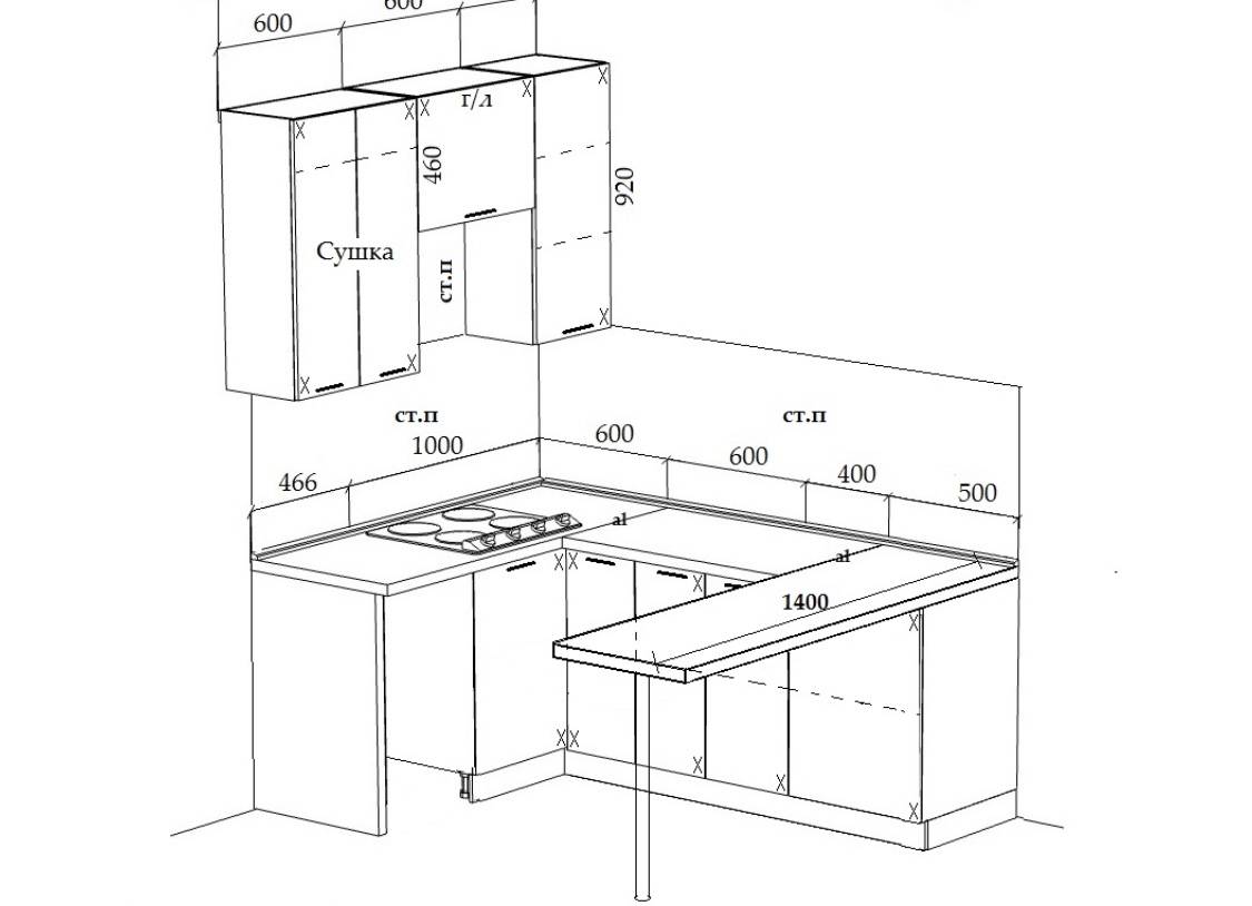 Кухонный гарнитур своими руками из лдсп чертежи