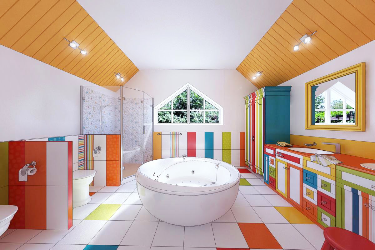 После школы в ванной. Ванная комната для детей. Детская ванная комната интерьер. Ванная в детском саду. Яркая ванная комната.