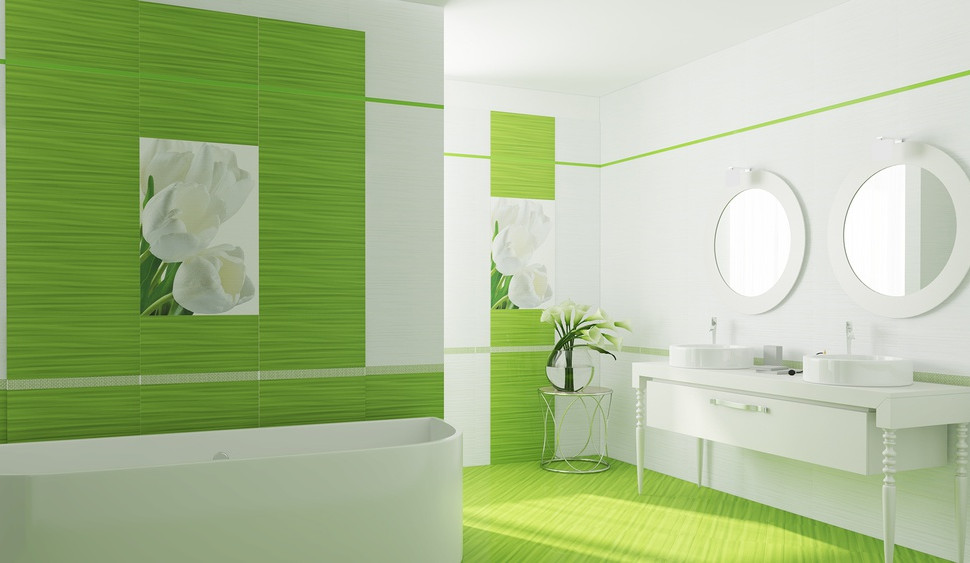 Зеленая плитка в ванной | домфронт