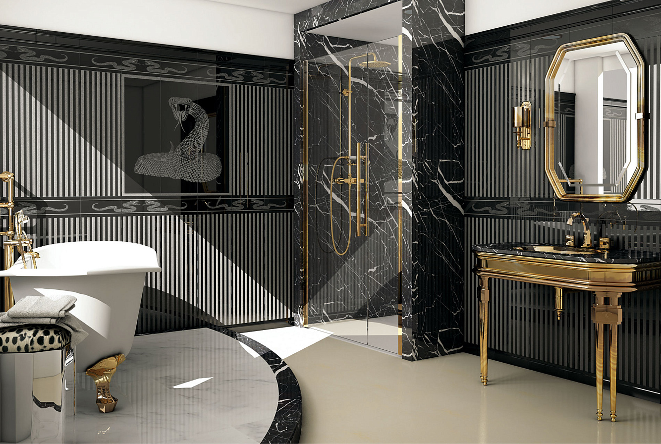 Золотая ванная комната – роскошь и неординарный дизайн
