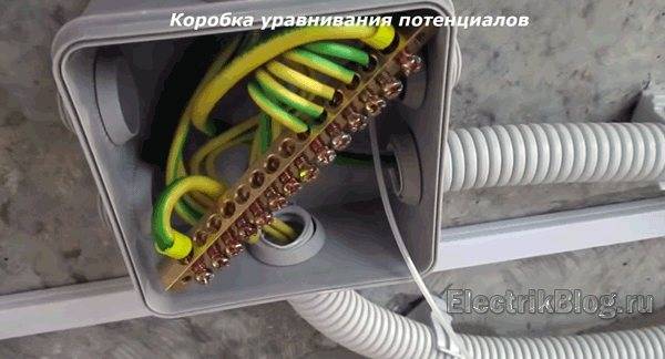Установка системы и коробки уравнивания потенциалов