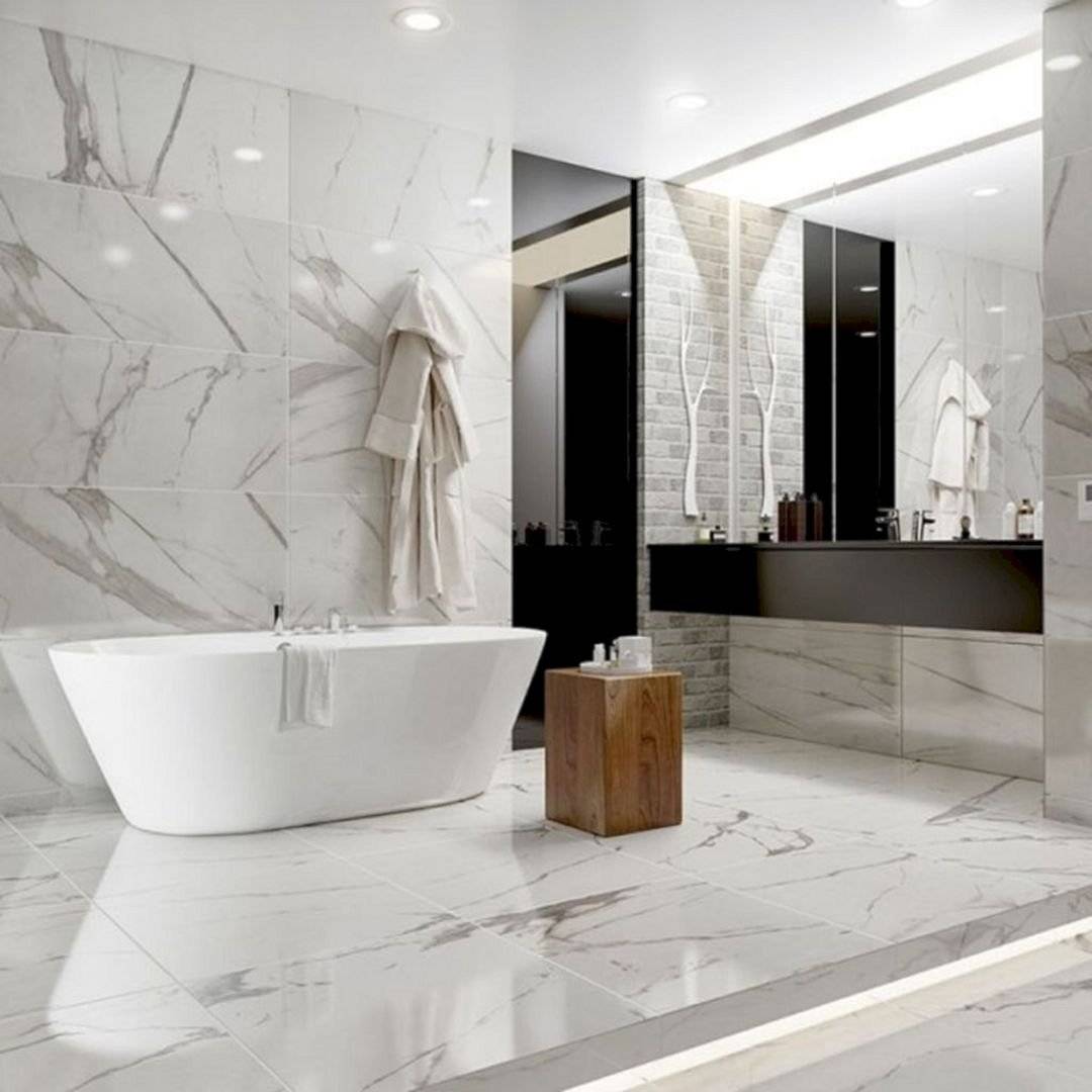 Мраморные ванные комнаты: дизайны - 50 фото интерьеров