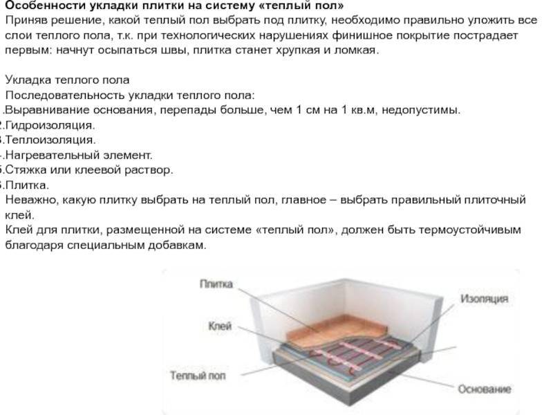 Укладка плитки на теплый пол — советы и видео рекомендации