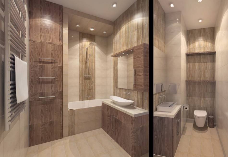 Встроенный шкаф в ванной комнате - фото интерьера и дизайна