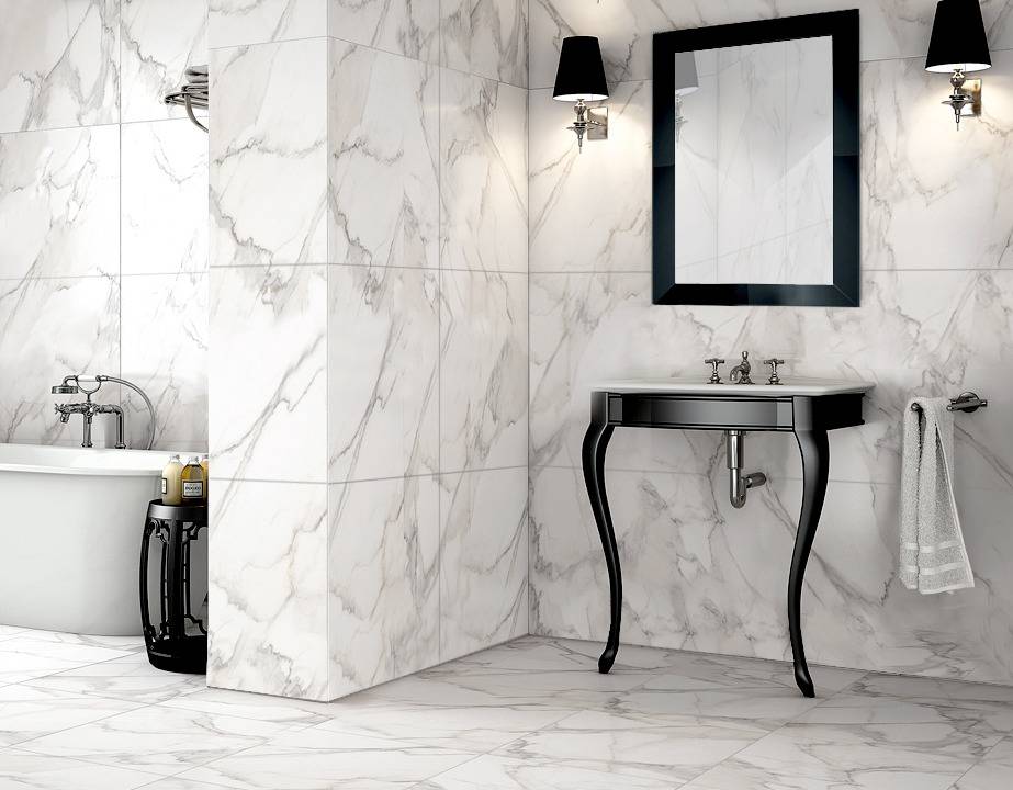 Ванная комната под мрамор: 70 фото, дизайн интерьера с плиткой и керамогранитом