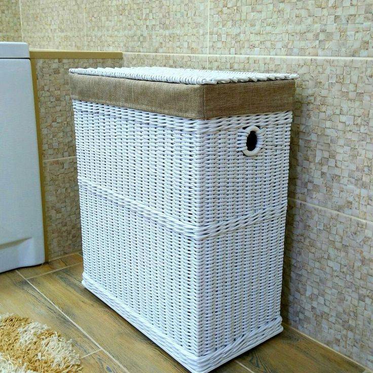 Корзина для белья из газетных трубочек
