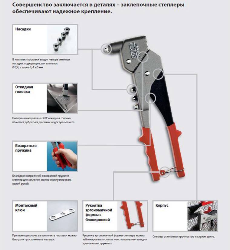 Как устроен заклепочник ручной схема