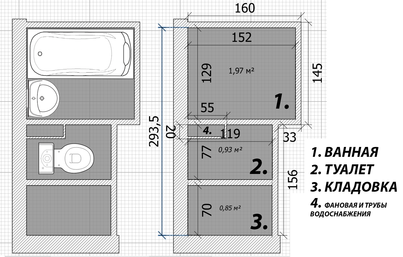Размер ванной комнаты и ее планировка согласно нормам