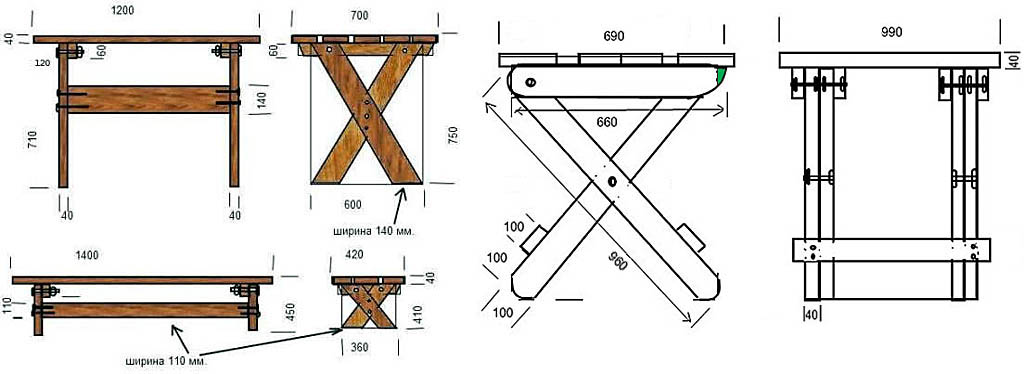 Садовый стол своими руками чертежи и схемы сборки