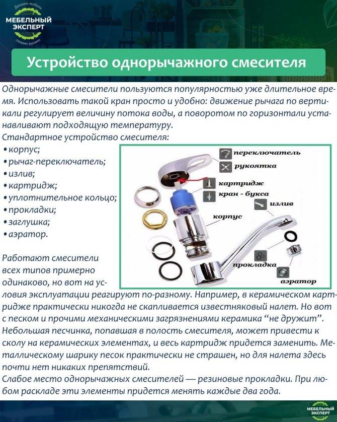 Как разобрать однорычажный смеситель при его ремонте или