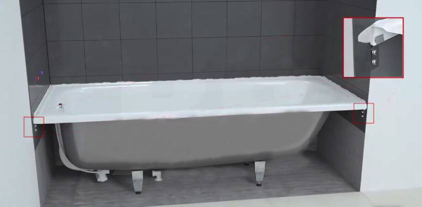 Как закрепить ванну на ножках на кафельном полу: виды опор, особенности монтажа