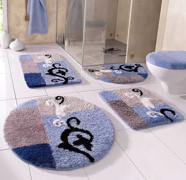 Набор ковриков в ванную комнату 3шт. МС-1804001. Коврик для унитаза и ванной. Комплект ковриков для ванной и туалета. Стильные коврики для ванной комнаты.
