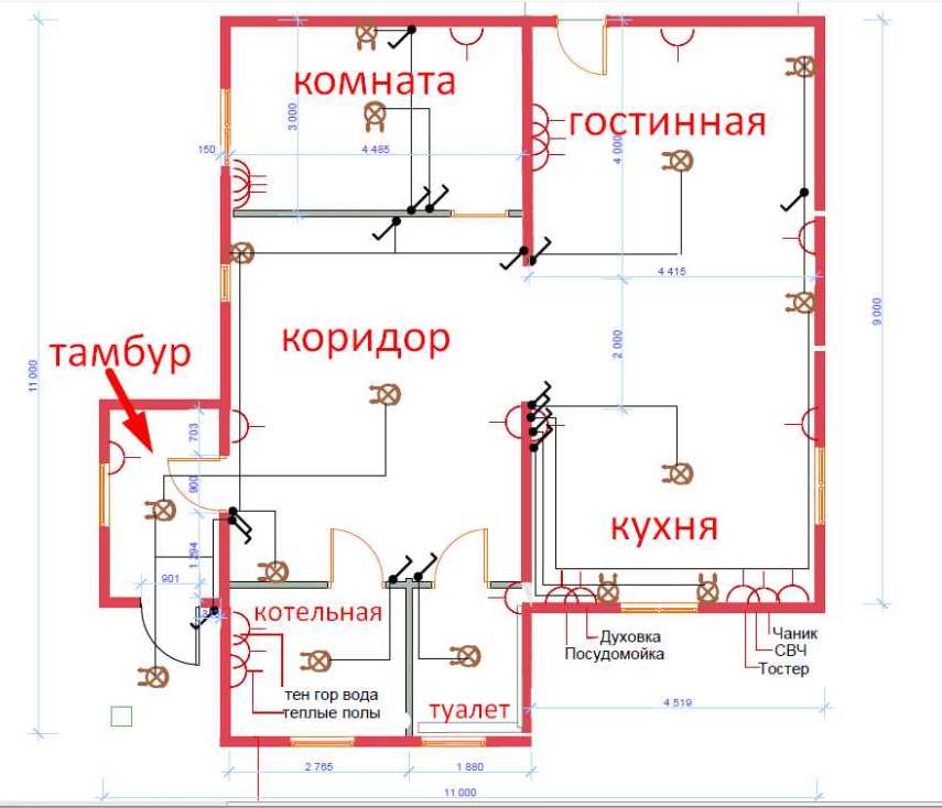 Монтаж электропроводки в каркасном доме