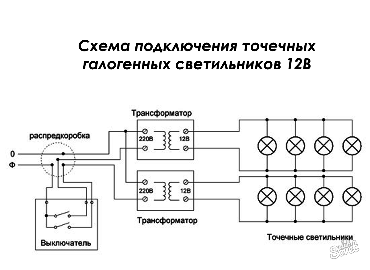 подключение мебельных светильников через трансформатор