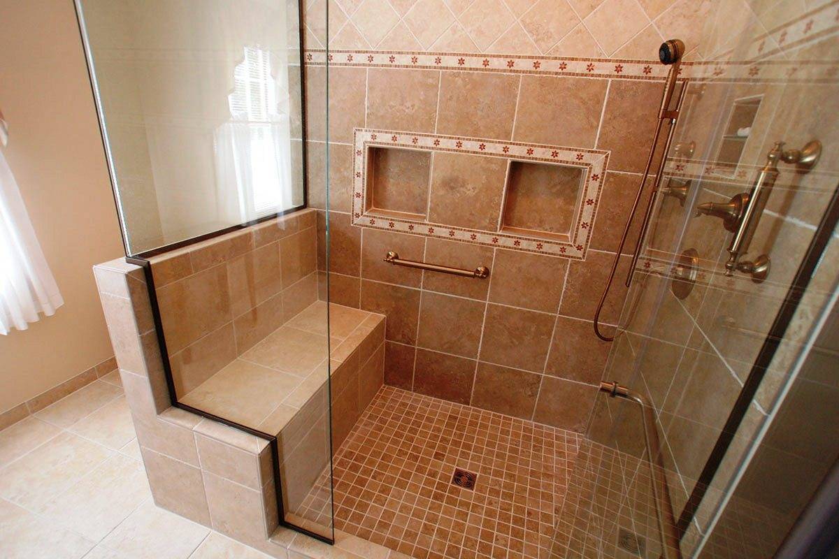 Душевая кабина из плитки с сливом в полу: фото боксов, гидроизоляция своими руками из кафеля, пеноблоков, размеры поддона