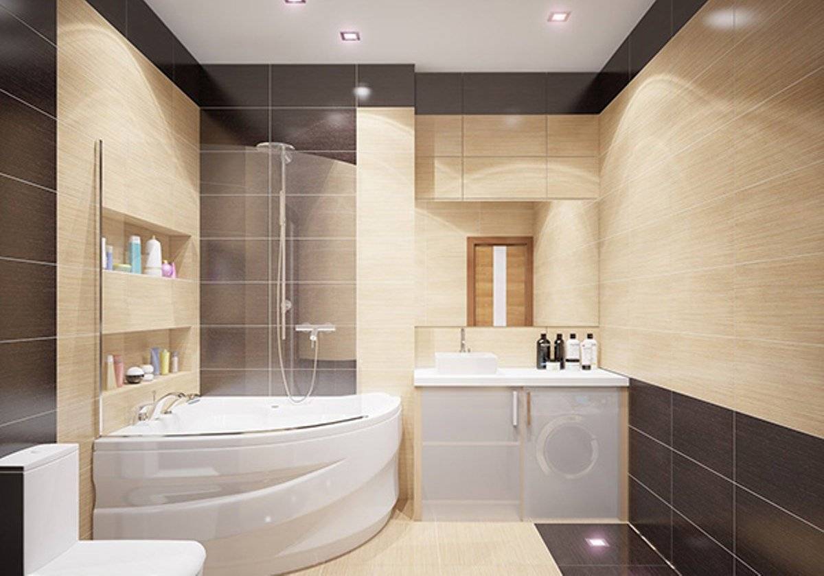 Дизайн угловой ванны в ванной комнате