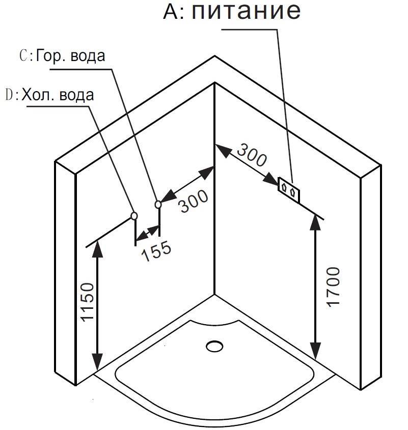 Подключение воды к душевой кабине в картинках