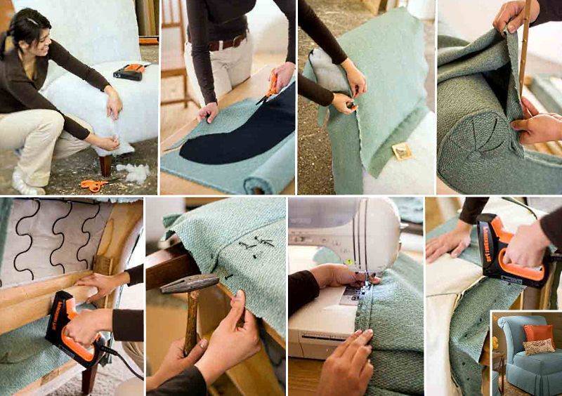 Как перетянуть диван своими руками