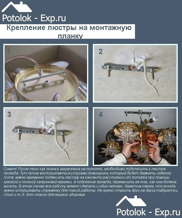 Крепление люстры к натяжному потолку — пошаговая инструкция по монтажу