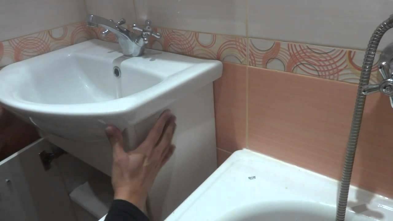 Установка раковины с тумбой в ванной: сборка тумбы, крепление раковины к тумбе и стене