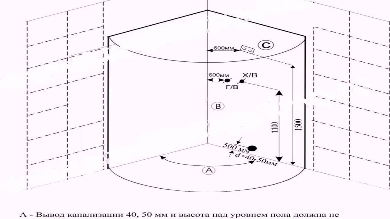 Подключение душевого поддона к канализации схема