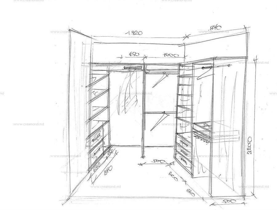 Гардеробная эскиз с размерами