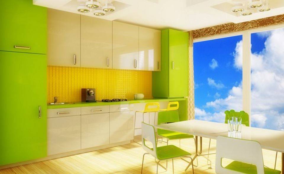 Дизайн кухни с зелеными обоями: 55 современных фото в интерьере
